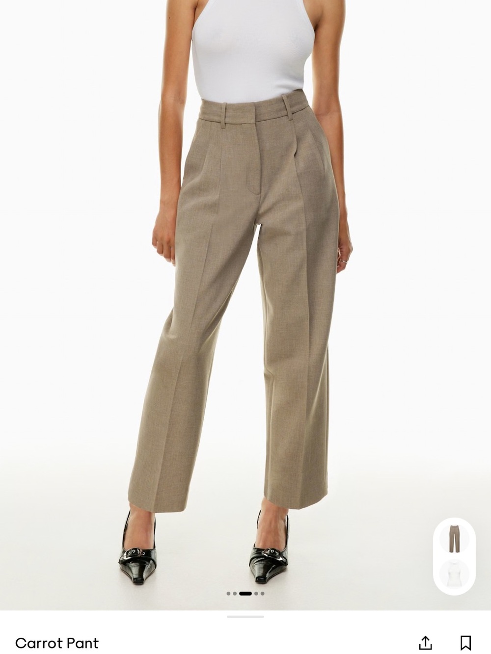 Aritzia Taupe High-Waist Carrot Trousers
